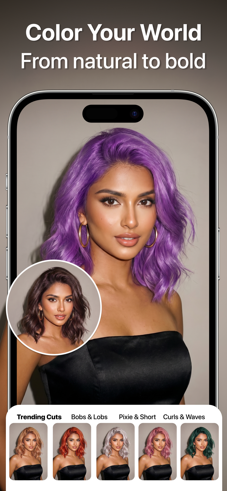 Preview any hair color in Bangs